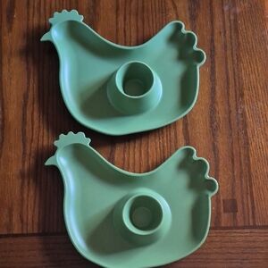 2 Green Melamine Chicken Novelty Serving Plates 1 Price Dishwasher Safe Chip Dip